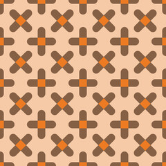 Seamless Floral Geometric Pattern in Brown and Orange
