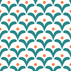 Floral Pattern with Orange Dots