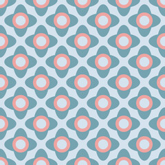 Retro Floral Pattern with Pink Circles
