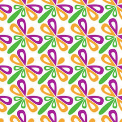 Abstract Floral Pattern in Green, Purple, and Gold