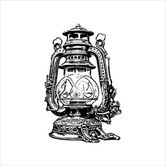Vintage Kerosene Lantern Illustration