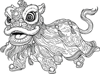 Detailed Traditional Chinese Lion Dance Costume