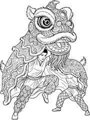 Detailed Traditional Chinese Lion Dance Costume