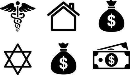 Finance health wealth management symbols icons medical financial security