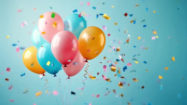 colorful balloons on blue background