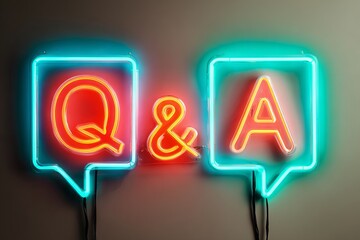 Neon Q&A sign, Neon &ldquo;Q & A&rdquo; Sign in Electric Glow on Dark Background