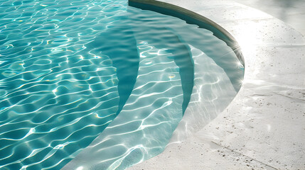 Shimmering aqua pool corner in summer light for design and decor concepts