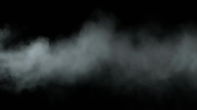Abstract smoky wisps of white and grey fog drifting across a black background. 4K Abstract Background Animation Video
