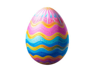 Colorful easter egg with wavy stripe pattern, studio shot  