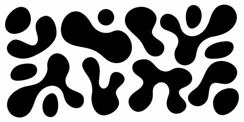 Abstract black and white pattern with organic blob like shapes arranged closely