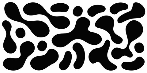 Abstract black and white organic shapes forming a repeating pattern