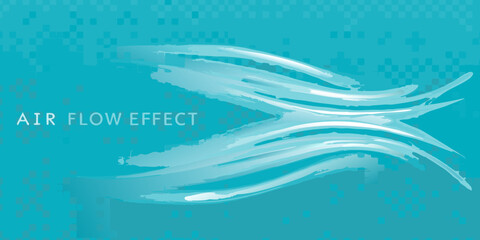 Abstract air flow design with smooth white streaks on blue backdrop