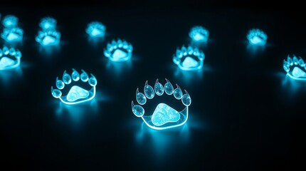 Abstract Holographic Footprint Visualization in Ultra Realistic Cinematic HDR Style