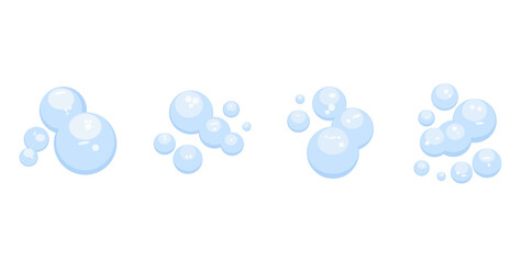 Blue Soap Bubble Icons Set &ndash; Floating Foam Bubble Elements Collection