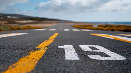 Runway threshold numbers and bold white markings shot in close-up, symbolizing navigation, precision, and standardized global aviation systems. cinematic color correction, natural uneven lighting