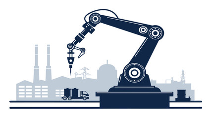 Industrial robotic arm working in modern factory setting