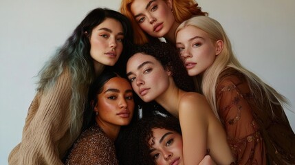 Fototapeta premium Inclusive Female Beauty Portrait Celebrating Diversity and Unity