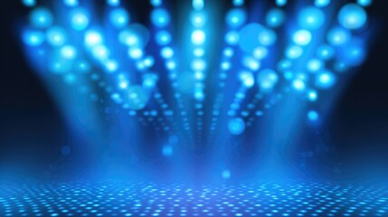 Abstract Blue Technology Background with Glowing Light Dots Perspective