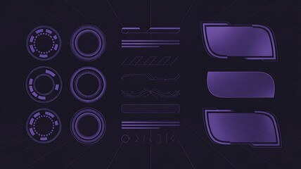 Purple HUD UI Graphic Elements Collection | Futuristic Interface & Display Kit
