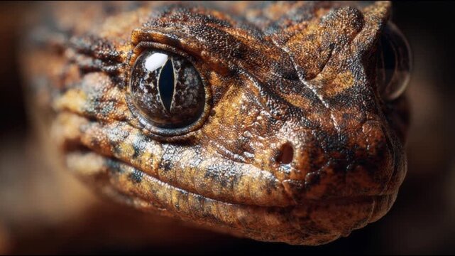 Intricate details of a gecko's eye and patterned scales up close, showcasing its unique reptile beauty