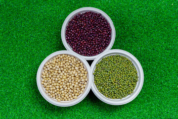 Assorted beans ingredients mung red beans and soybean for cooking