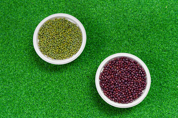 Assorted beans ingredients mung red beans and soybean for cooking