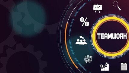 Collaborative teamwork concept with digital business dashboard and corporate synergy icons - Powered by Adobe