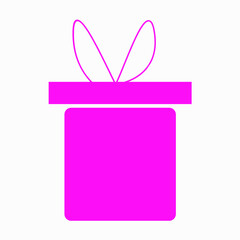 Pink Gift Box Icon on White Background