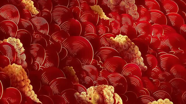 Chinese lunar new year holiday celebration. Spring festival tradition. Chunjie. Asia. red and gold cloud patterns digital art.
