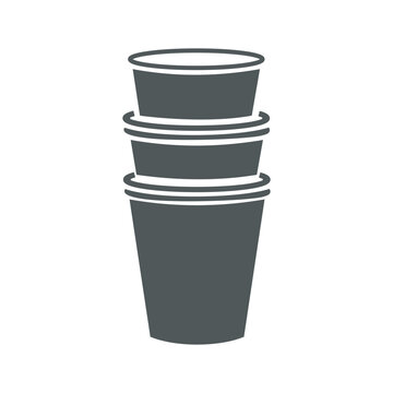 Three gray stacked disposable cups icon representing convenient drinkware versatile party supplies eco friendly options