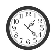 Vector black classic round wall clock isolated on white background