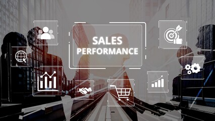 Digital sales performance dashboard showing sales performance metrics, performance trends, sales performance analytics, and sales improvement in business context. Muxer