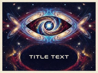 Cosmic abstract artwork with swirling galaxies forming the shape of an eye