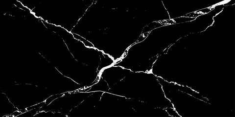 Abstract black marble texture featuring bold white lightning-like veins and natural stone cracks. High-contrast luxury dark background with a polished surface, ideal for modern design,  and branding.