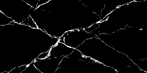 Abstract black marble texture featuring bold white lightning-like veins and natural stone cracks. High-contrast luxury dark background with a polished surface, ideal for modern design,  and branding.