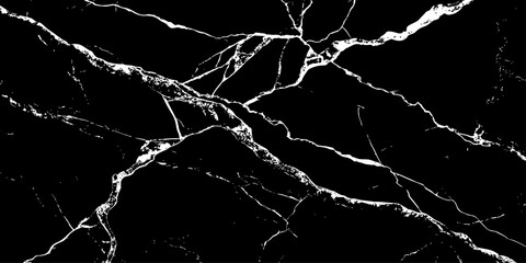 Abstract black marble texture featuring bold white lightning-like veins and natural stone cracks. High-contrast luxury dark background with a polished surface, ideal for modern design,  and branding.