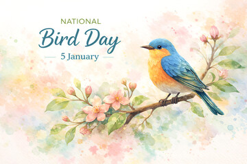 Watercolor Bird Illustration for National Bird Day &ndash; 5 January