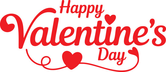 Lettering Happy Valentines Day banner. Valentines Day greeting card template with typography text happy valentine`s day and red heart and line on background. Vector illustration © BK2003