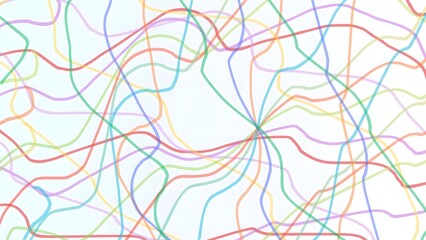 Abstract Colorful Line Pattern Background with Flowing Curves on White, Modern Minimal Design