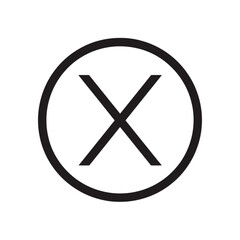Black X Mark Symbol Inside Circle Isolated on transparent background.