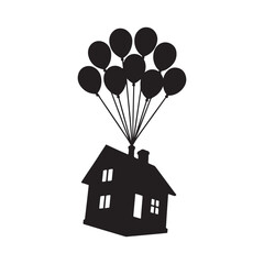 house on balloons