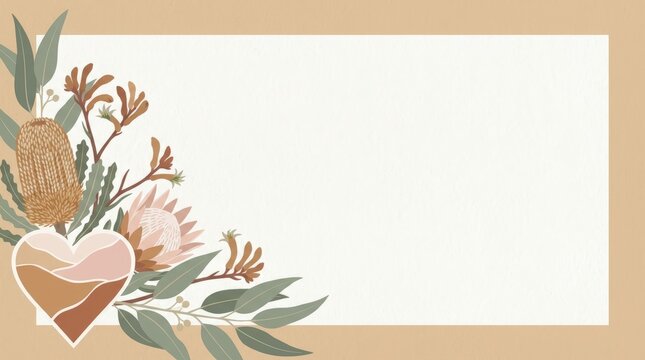 Floral heart design digital background graphic art warm earth tones artistic composition creative concept for modern aesthetics and branding - Powered by Adobe