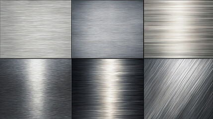 Six Brushed Metal Textures With Different Light Reflections