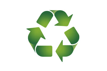 Obraz premium Recycling Symbol in Green Gradient on White Background for Environmental Awareness