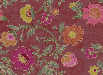 Elegant Hand Drawn Floral Repeat Pattern in Earthy Tones