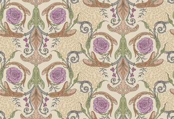 Hand Drawn Vintage Floral Seamless Pattern for Fabric and Wallpaper