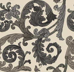 Elegant Damask Style Ornamental Seamless Pattern Design