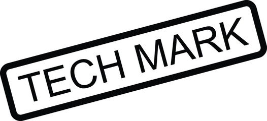 Sleek black and white 'TECH MARK' stamp graphic on a white background, vector illustration.