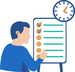 Time management illustration for business. Flat vector illustration showing time management, planning tasks and productivity at work