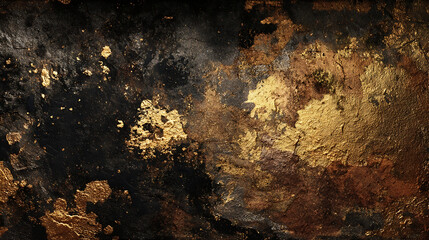Textured Dark Surface with Scattered Gold Leaf Accents